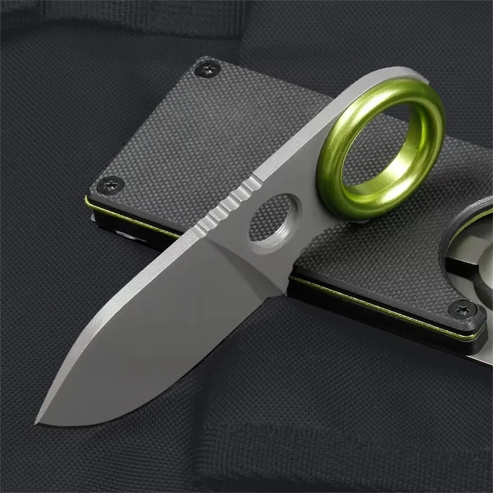 Edc Carry Fixed Blade Knife - Mini-ringmes met vast mes, roestvrijstalen zakmes,