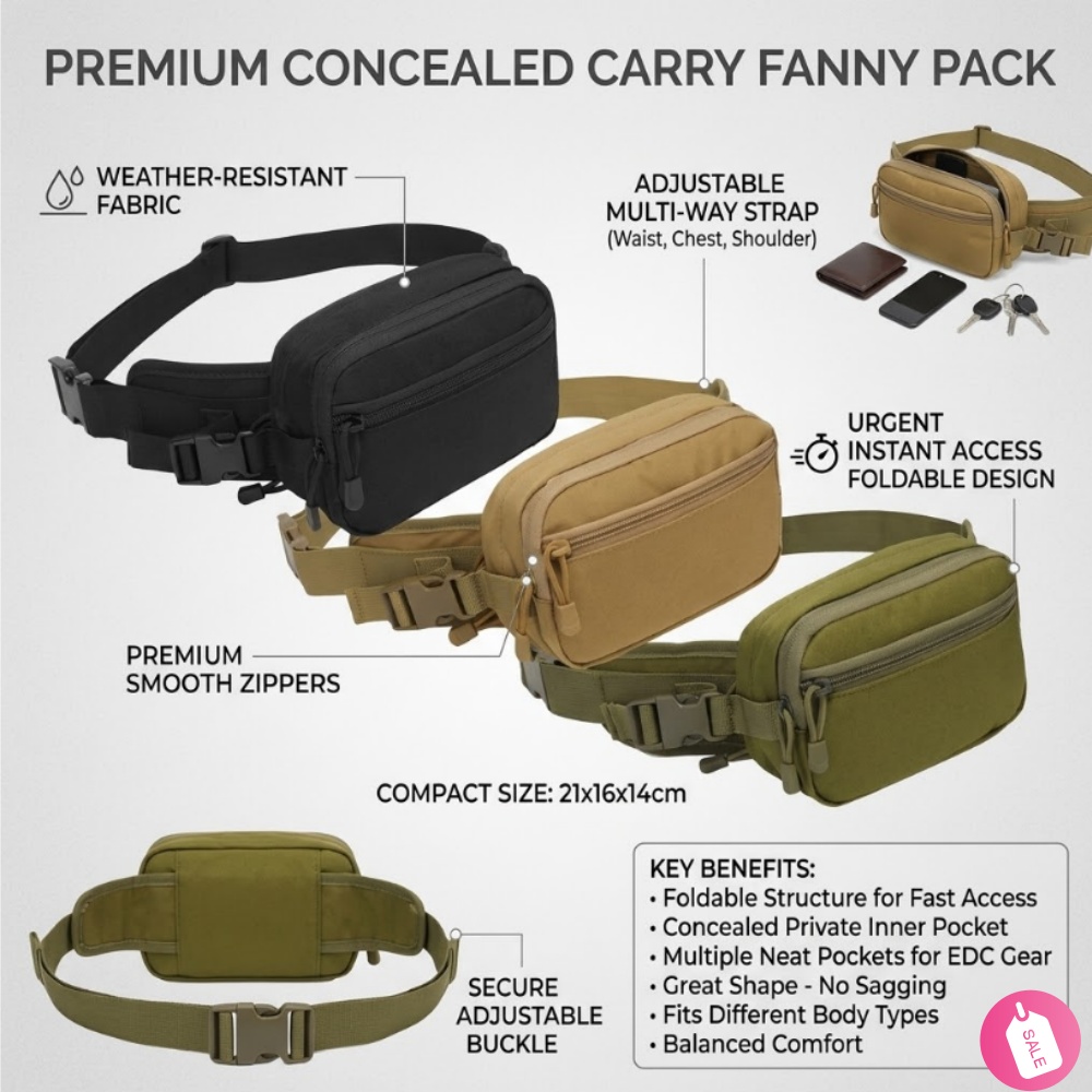 Edc Concealed Carry Fanny Pack - Tactische verborgen draagtas heuptas voor heren,