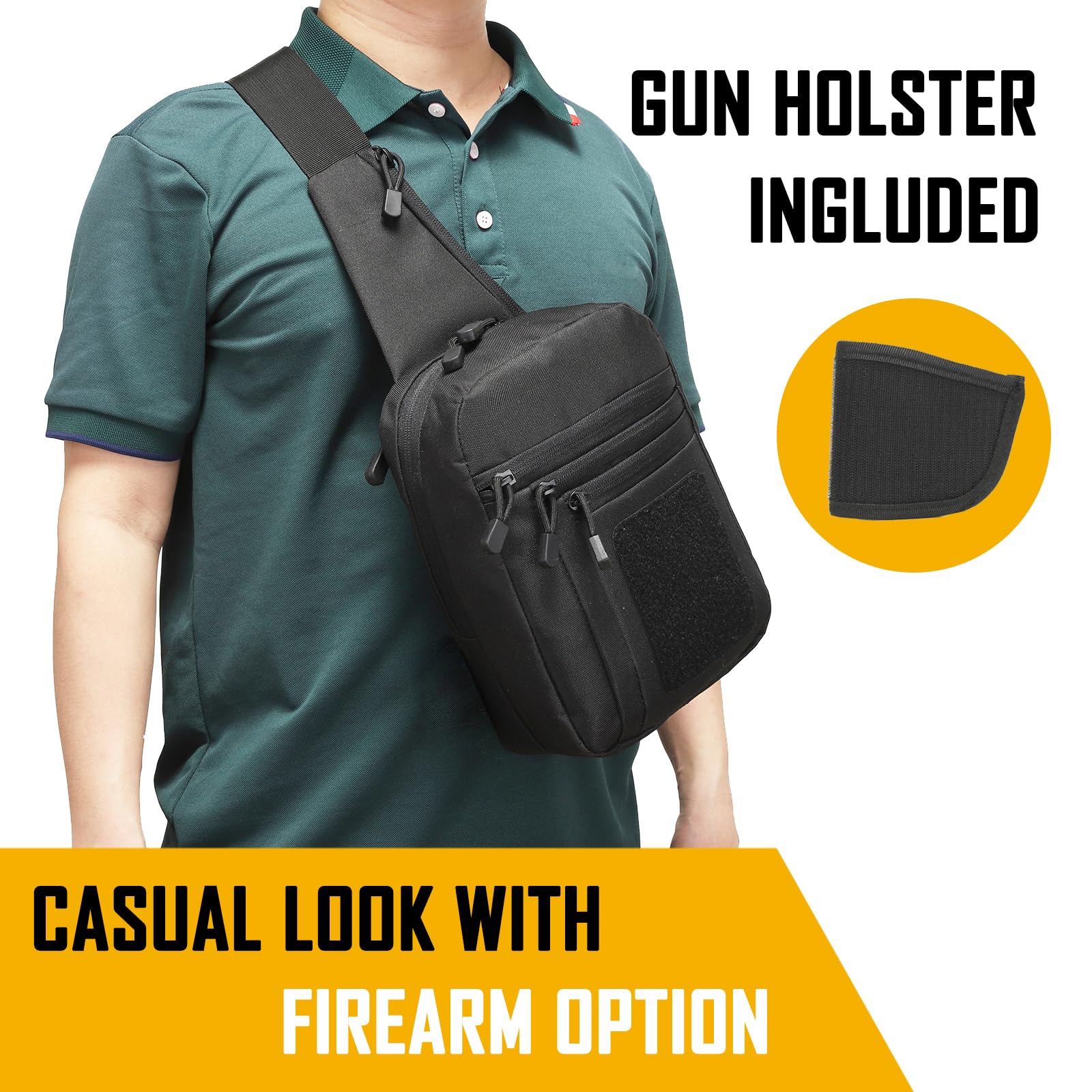 Edc Deep Carry - Verborgen draagtas Crossbodytas voor heren, Ccw